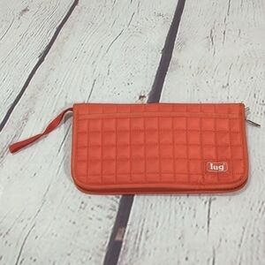 LUG - Tango Red Quilted Zip Around Travel Wallet with Wristlet